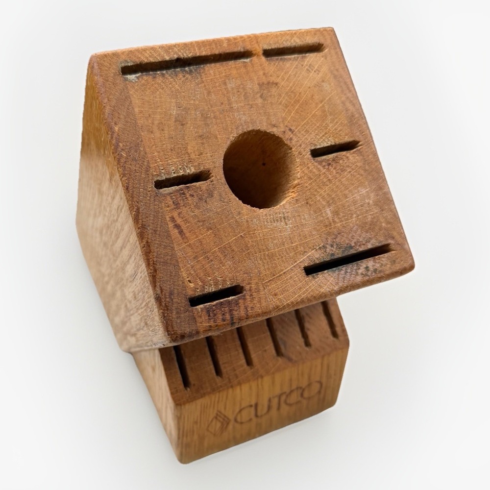 Cutco 13 Slot Wooden Wood Honey Oak Knife Block USA‎